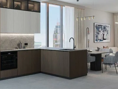 Wohnanlage New Mariott Residences with a swimming pool and a restaurant close to the canal and Jumeirah Beach, Business Bay, Dubai, UAE