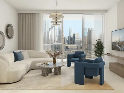 Wohnanlage Residential complex with terrace and swimming pool, on the shores of the Dubai Water Canal, in the popular area of Business Bay, Dubai, UAE