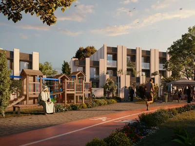 Zespół mieszkaniowy Bianca Townhouses — luxury residence by Reportage Properties with swimming pools and green areas in Dubailand