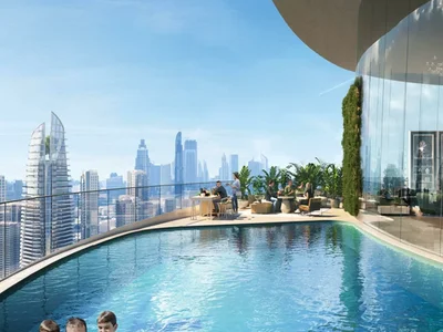 Zespół mieszkaniowy Canal Crown — residential complex by DAMAC with swimming pools, aqua fitness equipment and observation deck in Business Bay, Dubai