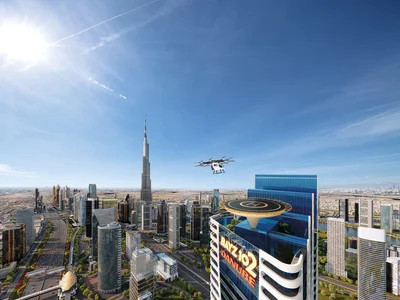Wohnanlage Apartments in the new high-rise residence Bayz 102 with pools, parks and a tennis court next to Burj Khalifa, the Business Bay area, Dubai