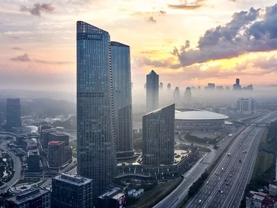 Residential complex Luxury apartments in the Skyland Istanbul skyscraper in the center of Istanbul.