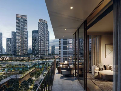 Wohnanlage New high-rise residence Valo with a swimming pool and a garden, Dubai Creek Harbour, Dubai, UAE