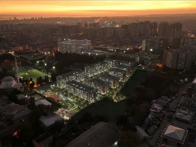 Zespół mieszkaniowy New residence with a swimming pool, green areas and a spa area near a highway, Istanbul, Turkey