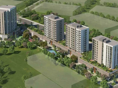 Zespół mieszkaniowy New residence with a swimming pool and green area close to a metro station and a highway, Istanbul, Turkey