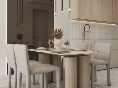 Zespół mieszkaniowy New complex of furnished apartments Concept 7 with swimming pools and a wellness center close to Palm Jumeirah, JVC, Dubai, UAE