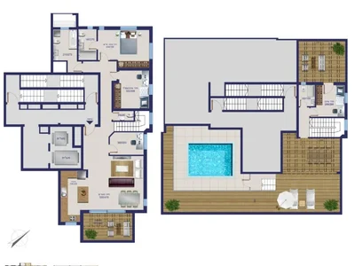 Quartier résidentiel Penthouse duplex proche mer avec grande terrasse piscinabl