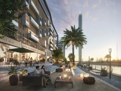 Complexe résidentiel Azizi Riviera I — residential complex by Azizi Developments with a view of the promenade in Meydan One, Dubai