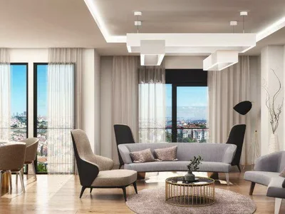 Wohnanlage Apartments in a residential complex with a pool and a view of the Golden Horn Bay, Istanbul, Turkey