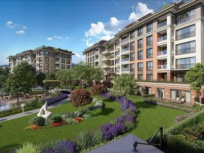 Wohnanlage New residence with a swimming pool, a green area and a sunbathing area close to schools and a metro station, Istanbul, Turkey