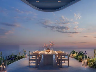 Zespół mieszkaniowy Luxury penthouse with a private pool and a panoramic gardens in new Sensia Residence with lounge and co-working spaces, Port Rashid, Dubai