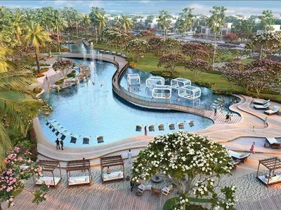 Zespół mieszkaniowy New residence Mykonos with a beach and lounge areas, Damac Lagoons, Dubai, UAE