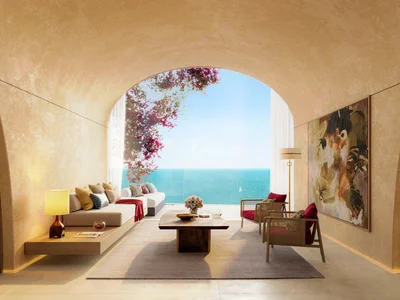 Wohnanlage New residence Marbella with swimming pools, a spa center and a beach, Europe Island, Dubai, UAE