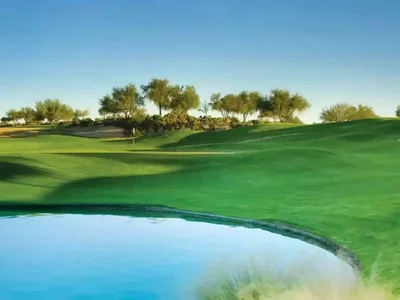 Wohnanlage Aquilegia villa complex with water attractions and playgrounds, in the quiet and peaceful area of Damac Hills 2, Dubai, UAE