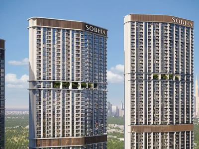 Wohnanlage New high-rise residence 360 Riverside Crescent with swimming pools and restaurants close to the city center, Nad Al Sheba 1, Dubai, UAE