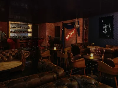 Leather sofas and hookahs are included in the price. Brutal bar for sale in the Czech Republic for €157,000