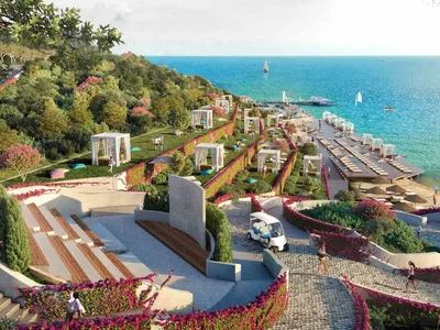 Residential complex Three-level houses in a residential complex with a private beach, a marina, a wide range of services in Bodrum, Mugla, Turkey