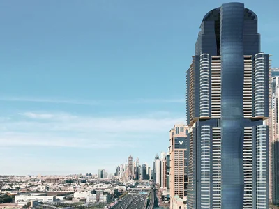 Complexe résidentiel Al Habtoor Tower — high-rise residence by Al Habtoor Group with a swimming pool and a lounge area in Business Bay, Dubai