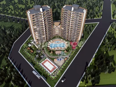 Complejo residencial 2+1 apartments from the developer in Yenişehir , Mersin with a pool