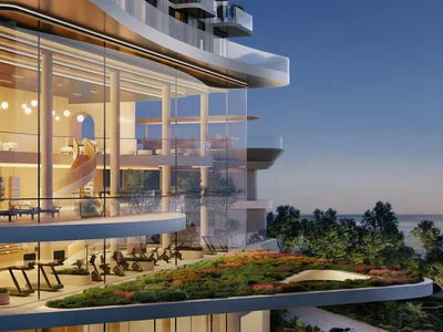 Zespół mieszkaniowy Luxury penthouse with a private pool and a panoramic gardens in new Sensia Residence with lounge and co-working spaces, Port Rashid, Dubai