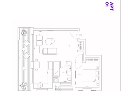 Quartier résidentiel 2 pièces + balcon neuf proche mer