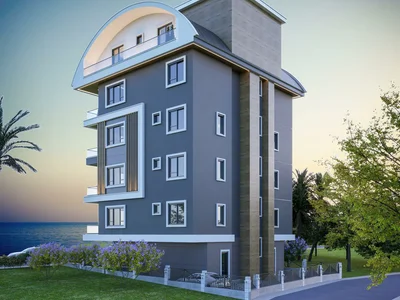 Zespół mieszkaniowy Small residential complex with swimming pool and gym, 400 m to the beach, in the center of Avsallar, Turkey