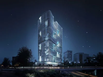 Zespół mieszkaniowy New high-rise residence Binghatti Hills with swimming pools, sports grounds and a green area, Barsha South, Dubai, UAE