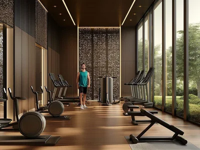 Complejo residencial New complex of furnished apartments Ananda Residences with a swimming pool and sports grounds, Motor City, Dubai, UAE