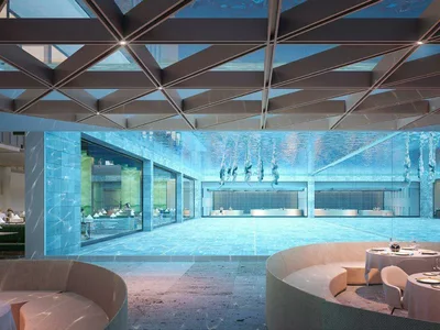 Residential complex Portofino Hotel — luxury beachfront residence by Kleindienst in the area of The World Islands, Dubai