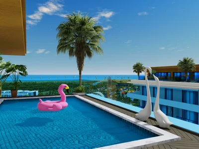 Complexe résidentiel New beachfront residence with a private beach and a 5-star hotel in a picturesque area, Turkler, Alanya, Turkey