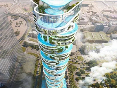 Complexe résidentiel New high-rise residence Damac Casa with swimming pools and gardens, Dubai Media city, Dubai, UAE