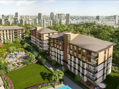Wohnanlage New residence with a swimming pool and green areas near a metro station, Istanbul, Turkey