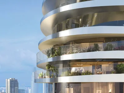 Zespół mieszkaniowy Canal Crown — residential complex by DAMAC with swimming pools, aqua fitness equipment and observation deck in Business Bay, Dubai