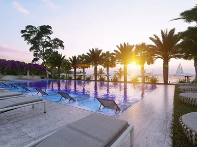 Wohnanlage Residential complex with swimming pool next to the pier, Mersin, Turkey
