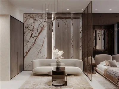 Zespół mieszkaniowy New Laya Courtyard Residence with swimming pool and a roof-top lounge area close to the golf club, Dubai Studio City, Dubai, UAE