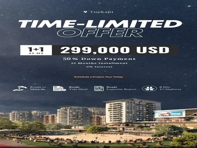 Complejo residencial 1+1 apartment in the Topkapi 29 complex in the center of Istanbul.