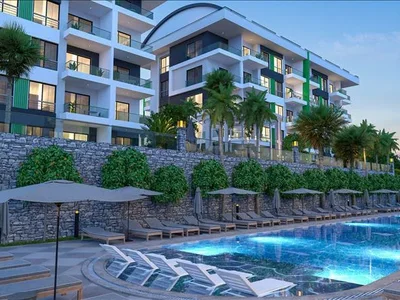 Zespół mieszkaniowy New residence with swimming pools and a spa complex at 200 meters from the sea, Kargilak, Turkey