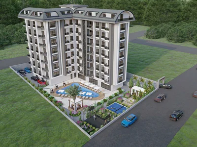 Zespół mieszkaniowy Residential complex with playgrounds, swimming pool, sauna, and barbecue area, Avsallar, Turkey
