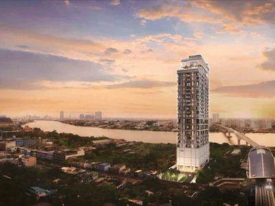 Zespół mieszkaniowy High-rise residential complex with swimming pools and panoramic river views, Bangkok, Thailand