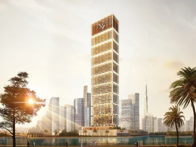 Wohnanlage New high-rise residence One by Binghatti with swimming pools and a tennis court in the central area of Business Bay, Dubai, UAE