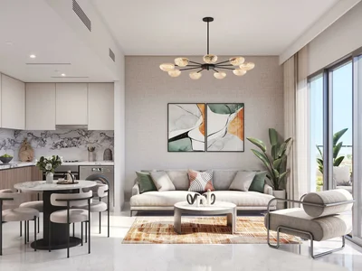 Residential complex New residence Beach Oasis 2 with a swimming pool and a manmade beach, Dubai Studio City, Dubai, UAE