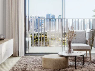 Zespół mieszkaniowy The Portman residential complex with a swimming pool and lounge areas close to Burj Khalifa and Dubai Marina, JVC, Dubai, UAE