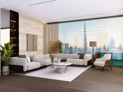Wohnanlage New high-rise residence One by Binghatti with swimming pools and a tennis court in the central area of Business Bay, Dubai, UAE