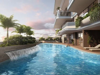 Complejo residencial New Tivano Residence with swimming pools and lounge areas near the beach, Dubai Islands, Dubai, UAE