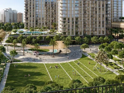 Wohnanlage New high-rise residence Valo with a swimming pool and a garden, Dubai Creek Harbour, Dubai, UAE