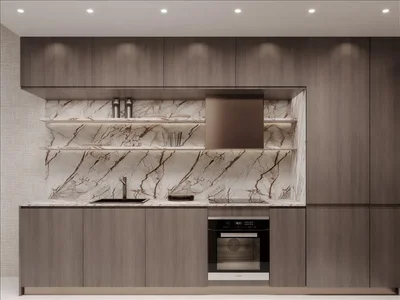 Zespół mieszkaniowy New Laya Courtyard Residence with swimming pool and a roof-top lounge area close to the golf club, Dubai Studio City, Dubai, UAE