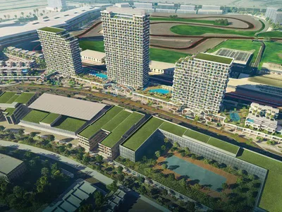 Complejo residencial New Takaya Residence with swimming pools and a so-working area near the autodrome, Motor City, Dubai, UAE