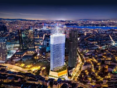Complexe résidentiel High-rise residence with a park, a swimming pool and a tennis court close to metro stations, in the popular area of Sisli, Istanbul, Turkey