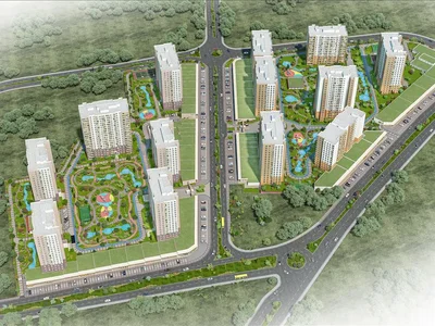 Wohnanlage New residence with a swimming pool, green areas and a fitness center close to a highway, Istanbul, Turkey