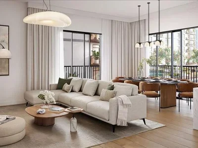 Residential complex New Hillcrest Residence with a swimming pool and a park in a green area, Town Square, Dubai, UAE